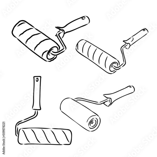 Hand drawn Paint roller illustration paint roller vector