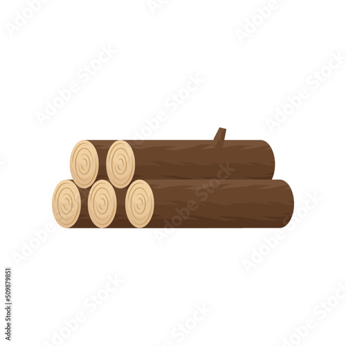 A pile of firewood in flat vector style. Cartoon logs illustration. Camping firewoods.
