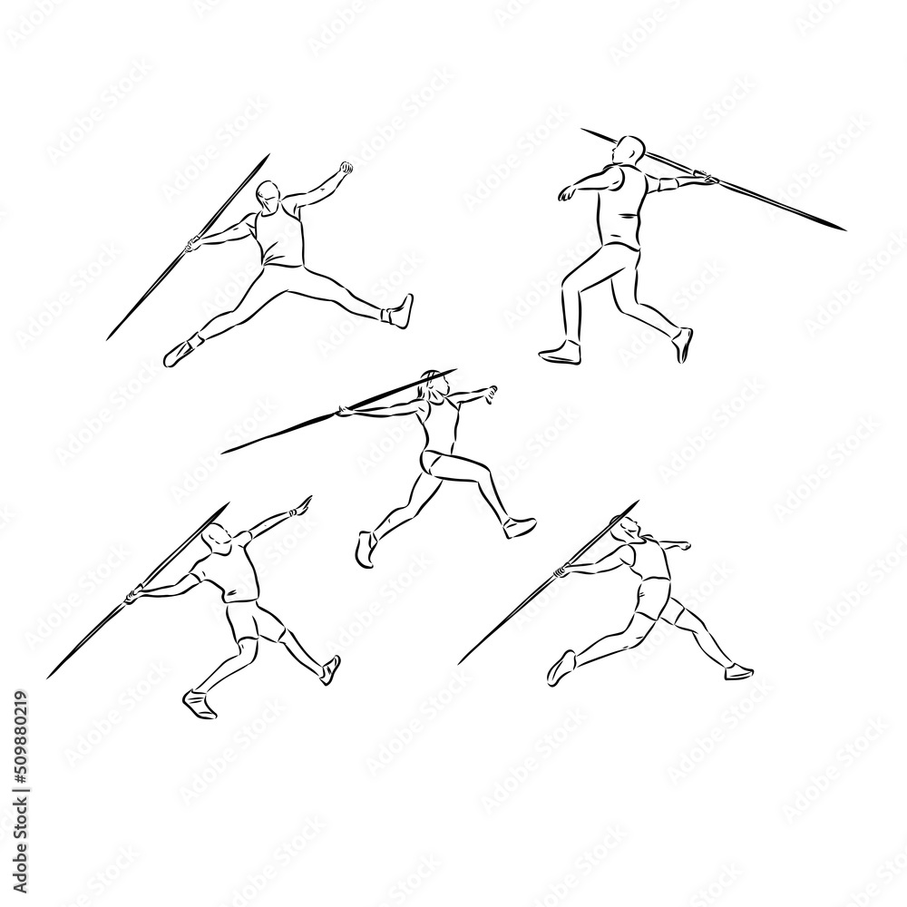 Javelinthrowing athlete, sportsman vector sketch, line, geometric Stock Vector Adobe Stock