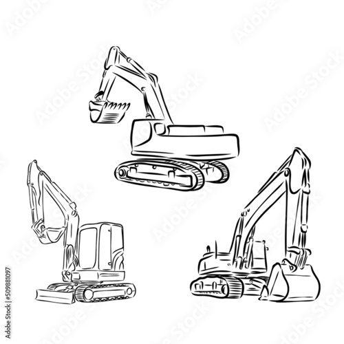 Excavators on a construction site or in a quarry