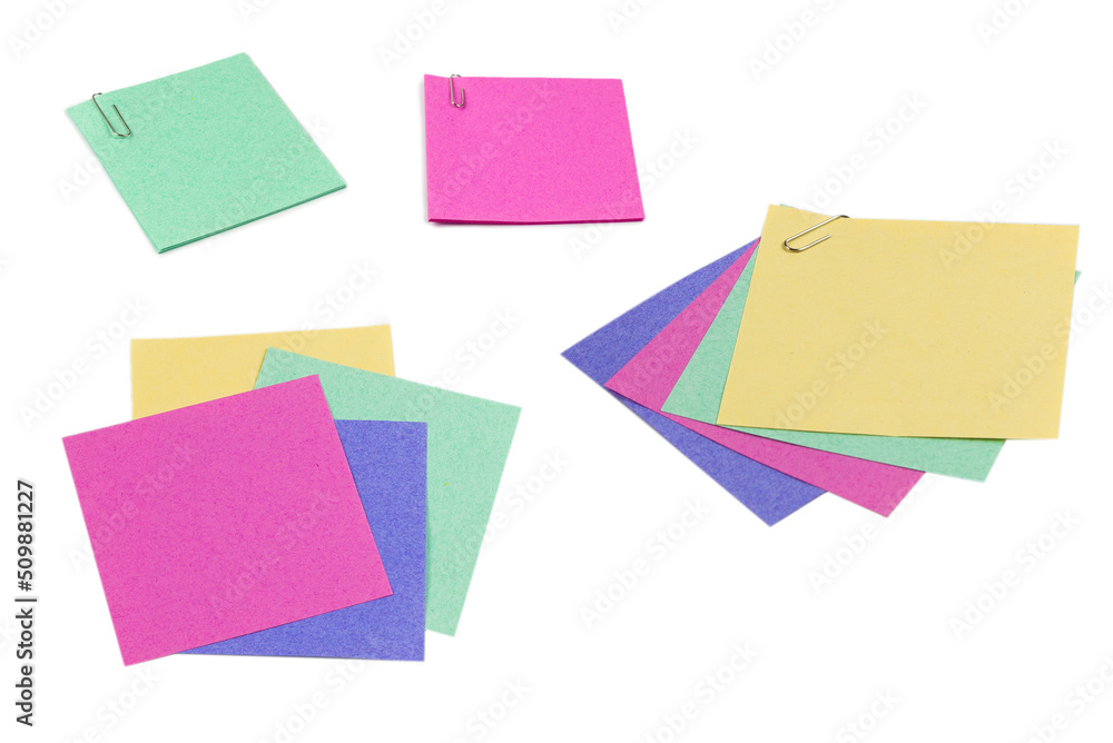 A sticker and a paper clip isolated on a white background A sticker and a paper clip isolated on a white background