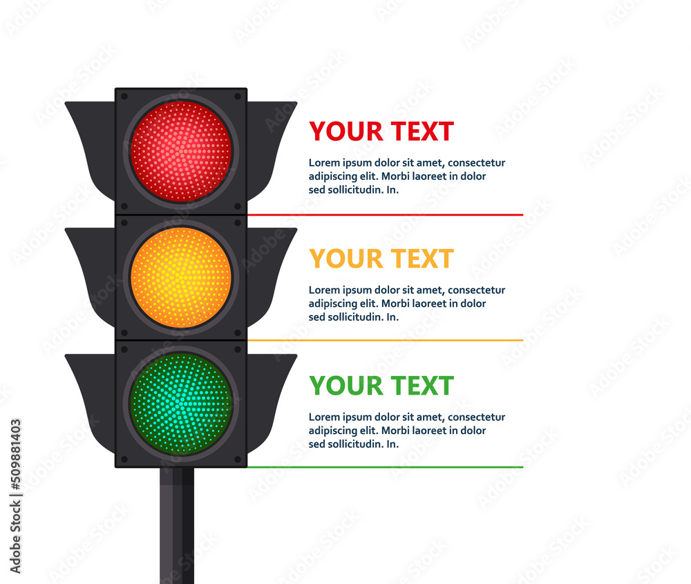 depicting typical traffic signals with red light above green and yellow in between vector illustration Stock Vector | Adobe Stock