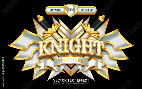 Knight Badge with Editable Text Effect and Golden Style