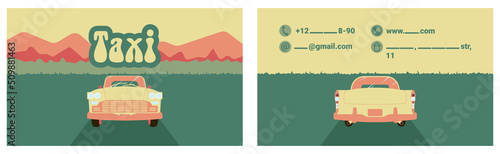 business card for a taxi in retro style