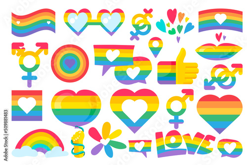 Pride symbol lgbt colored collection set vector