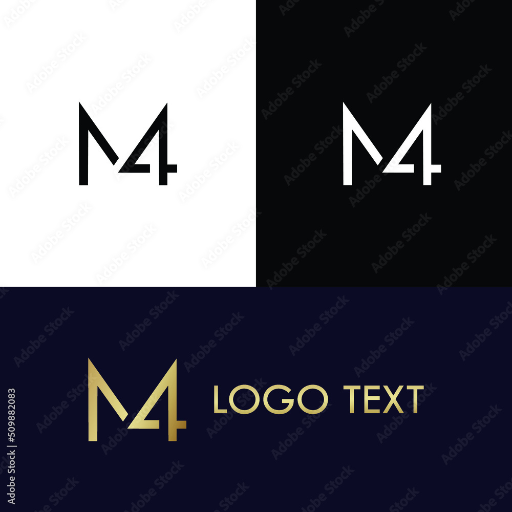 M4 Logo Or 4M Icon Letter And Monogram Logo Design Vector File Stock 