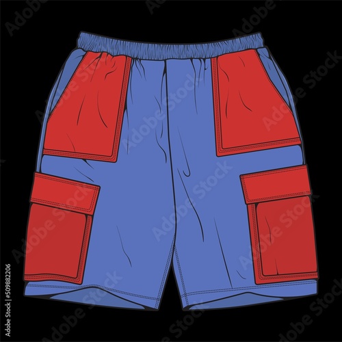 short pants color block drawing vector, short pants in a sketch style, trainers template, vector Illustration.

