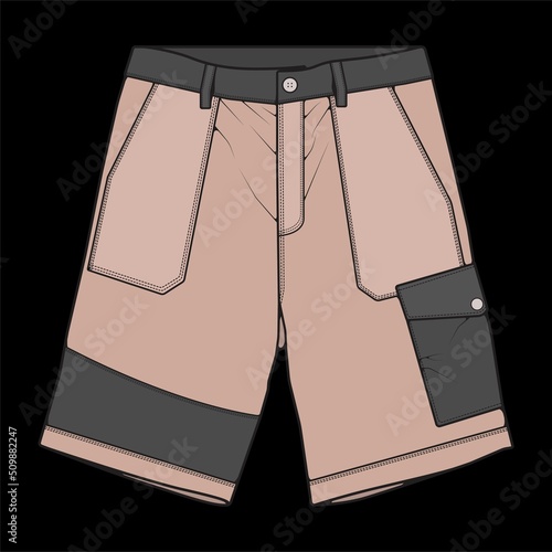 short pants color block drawing vector, short pants in a sketch style, trainers template, vector Illustration.
