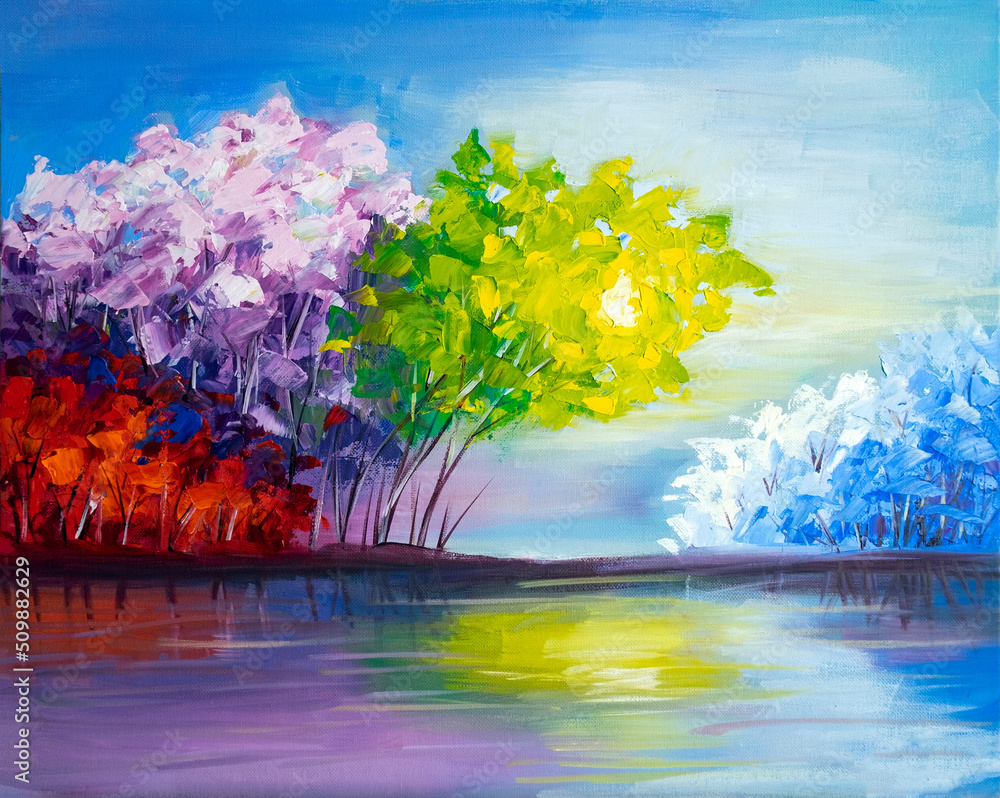 Abs color oil painting landscape on canva
