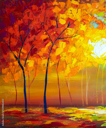 Abs color oil painting landscape on canva