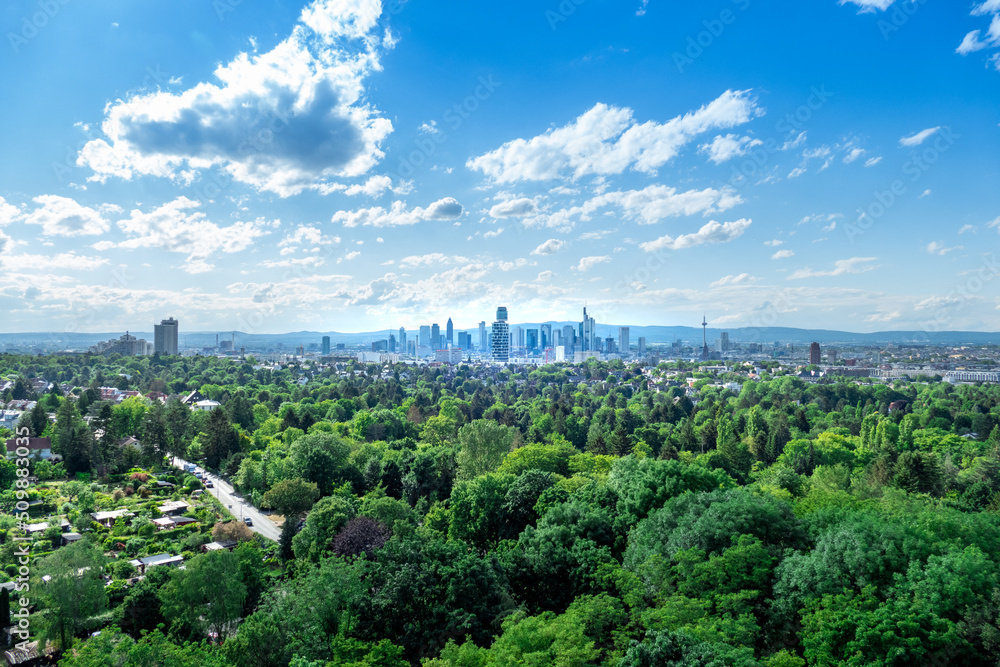 Frankfurt urban skyline, view from Goethe Tower Frankfurt urban skyline, view from Goethe Tower
