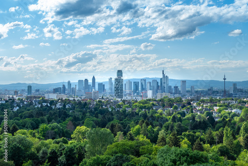Frankfurt urban skyline  view from Goethe Tower