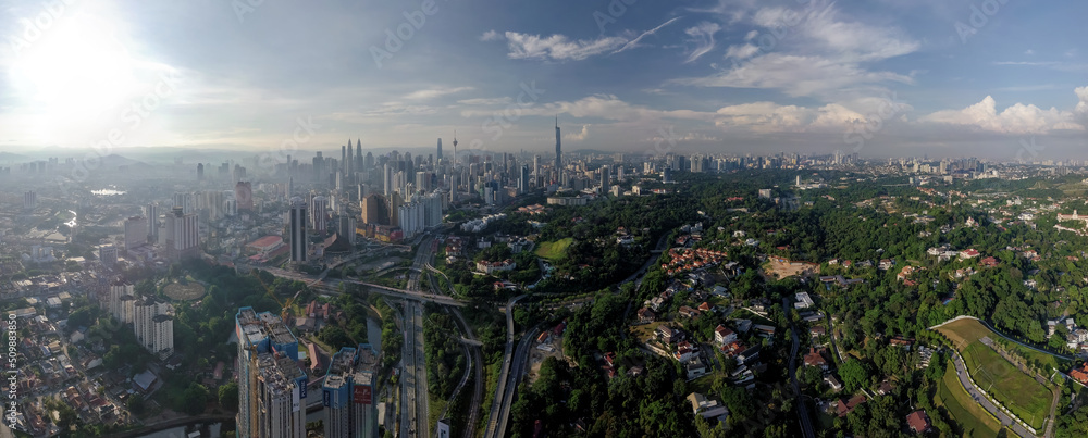 Fototapeta premium Panoramic of modern Skyscraper at Kuala Lumpur, Malaysia in the morning