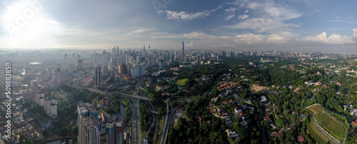 Panoramic of modern Skyscraper at Kuala Lumpur, Malaysia in the morning