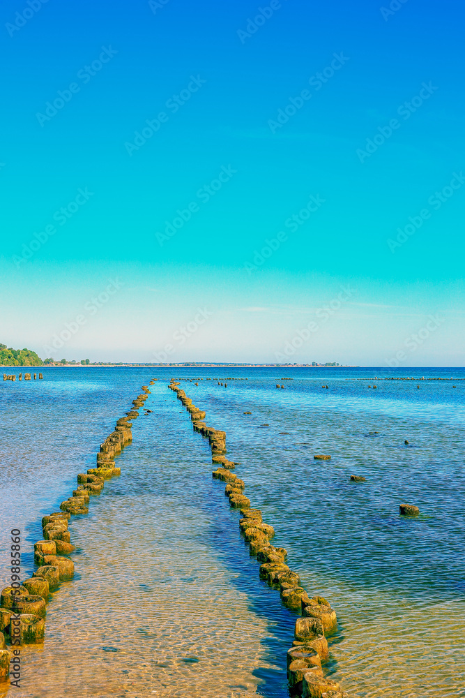 Ruins of a wooden pier in the sea in Gdynia, Poland Ruins of a wooden pier in the sea in Gdynia, Poland