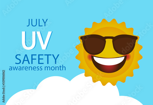 July is UV safety awareness month vector illustration.