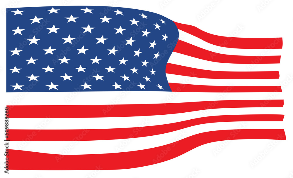 Fototapeta premium Vector-American Flag in the Wind
