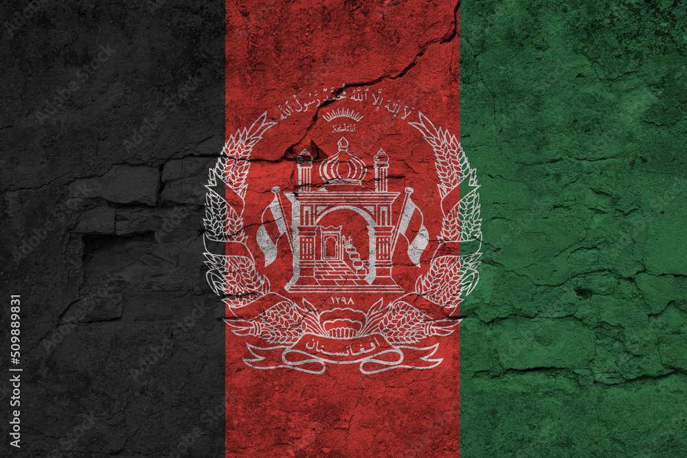Patriotic cracked wall background in colors of national flag. Afghanistan