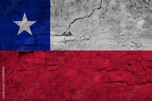 Patriotic cracked wall background in colors of national flag. Chile