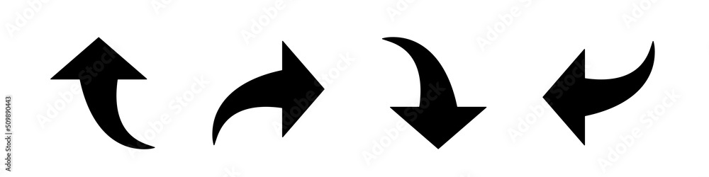 Black arrows. Arrows pointing in different directions. Vector set isolated on white background. Black arrows. Arrows pointing in different directions. Vector set isolated on white background.