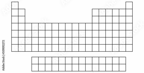 Empty periodic table of elements vector illustration isolated on white background.