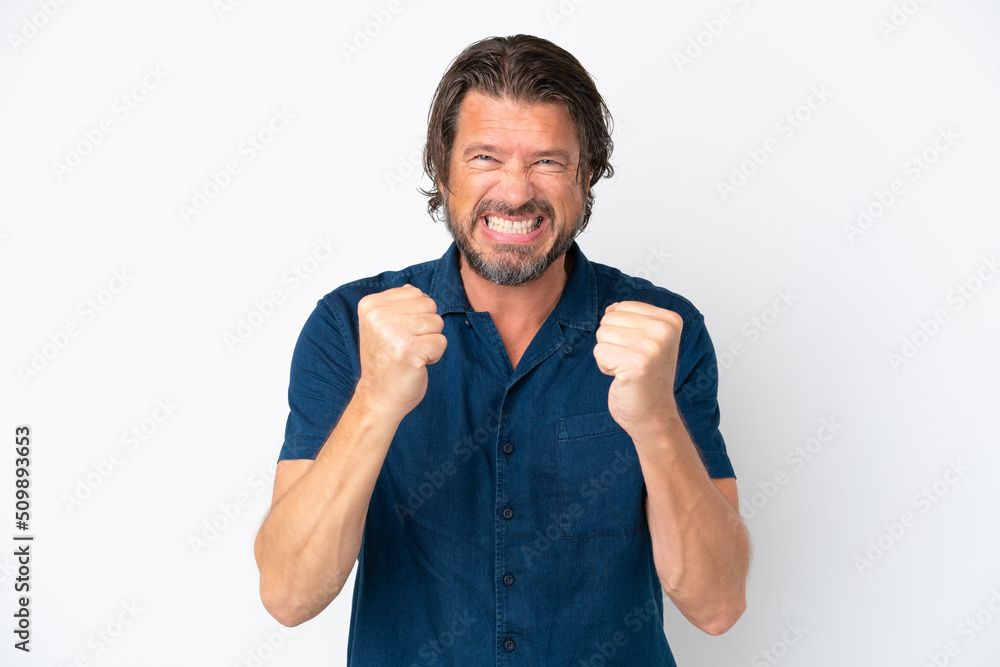 Senior dutch man isolated on white background frustrated by a bad situation Senior dutch man isolated on white background frustrated by a bad situation