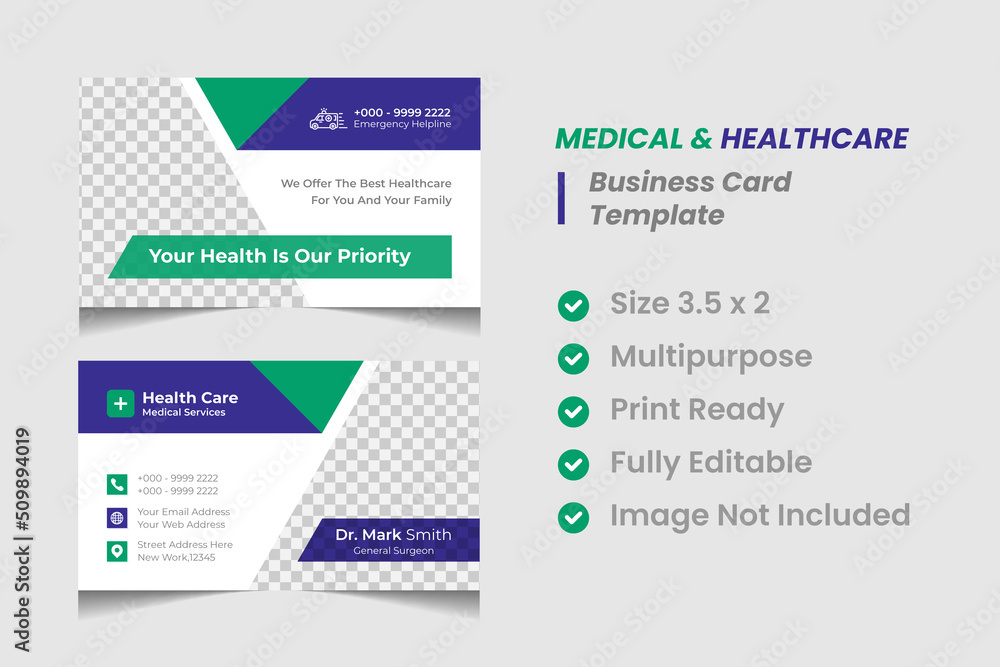 Medical business card template