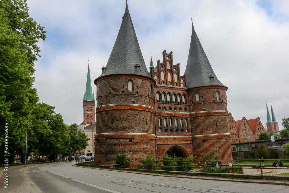 The Holstentor, a historical city gate at the city of Lübeck, Germany