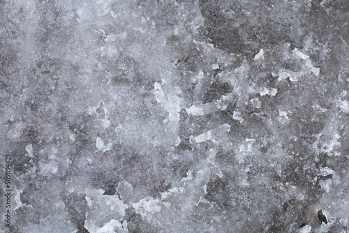 Принти на полотні Background with snow slush outside on street road caused by melting snow