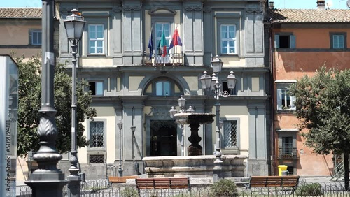 View of the town hall of Bracciano dated 1636, located in piazza 4 novembre photo