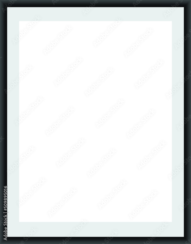 Black frame with passe-partout on the wall. Vector picture frame mock up. Isolated picture frame on background. Black frame with passe-partout on the wall. Vector picture frame mock up. Isolated picture frame on background.