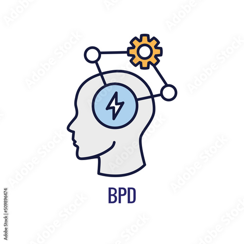 BPD - Borderline Personality Disorder icon showing mental illness design