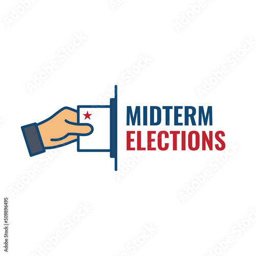 2022 Midterm Elections Design w Red White and Blue Vote Icon photo