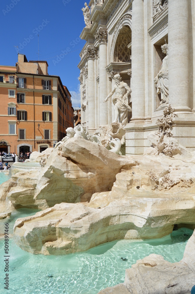 Side view of Trevi Fountain, Rome