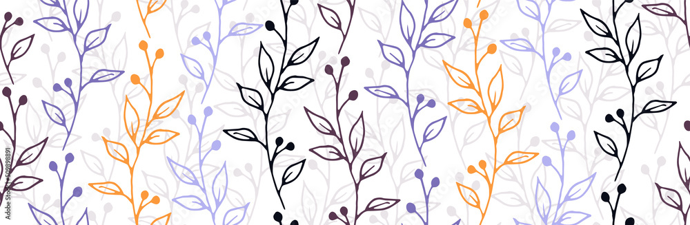 Berry bush branches botanical vector seamless background. Rustic herbal textile print. Wild plants leaves and buds illustration. Berry bush sprigs sketch endless swatch Berry bush branches botanical vector seamless background. Rustic herbal textile print. Wild plants leaves and buds illustration. Berry bush sprigs sketch endless swatch