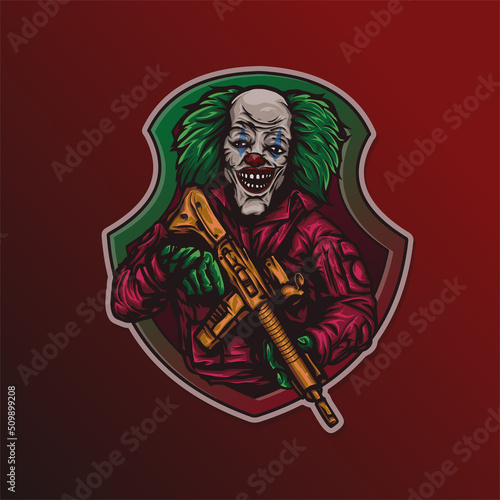 Horror Clown Mask Warrior Squad Soldier Battleroyale CODM PUBG Freefire Pointblank Esport Vector Logo
