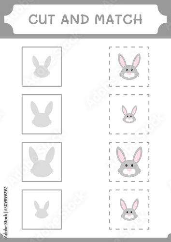 Cut and match parts of Rabbit, game for children. Vector illustration, printable worksheet