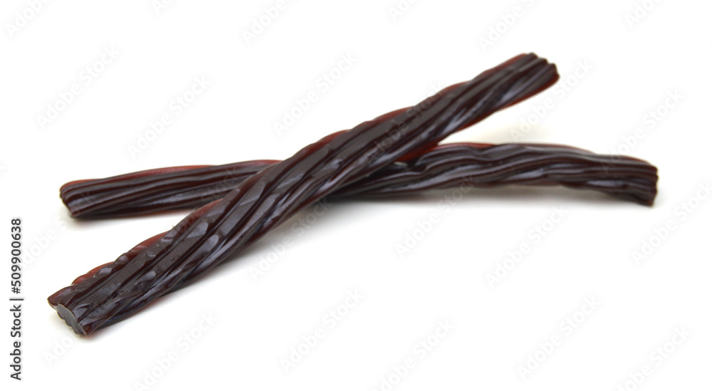 Bright black Licorice Candy shaped like a twisted rope