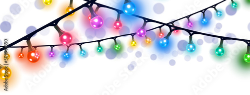 Tableau sur toile Christmas colorful Glowing Fairy Light Chains