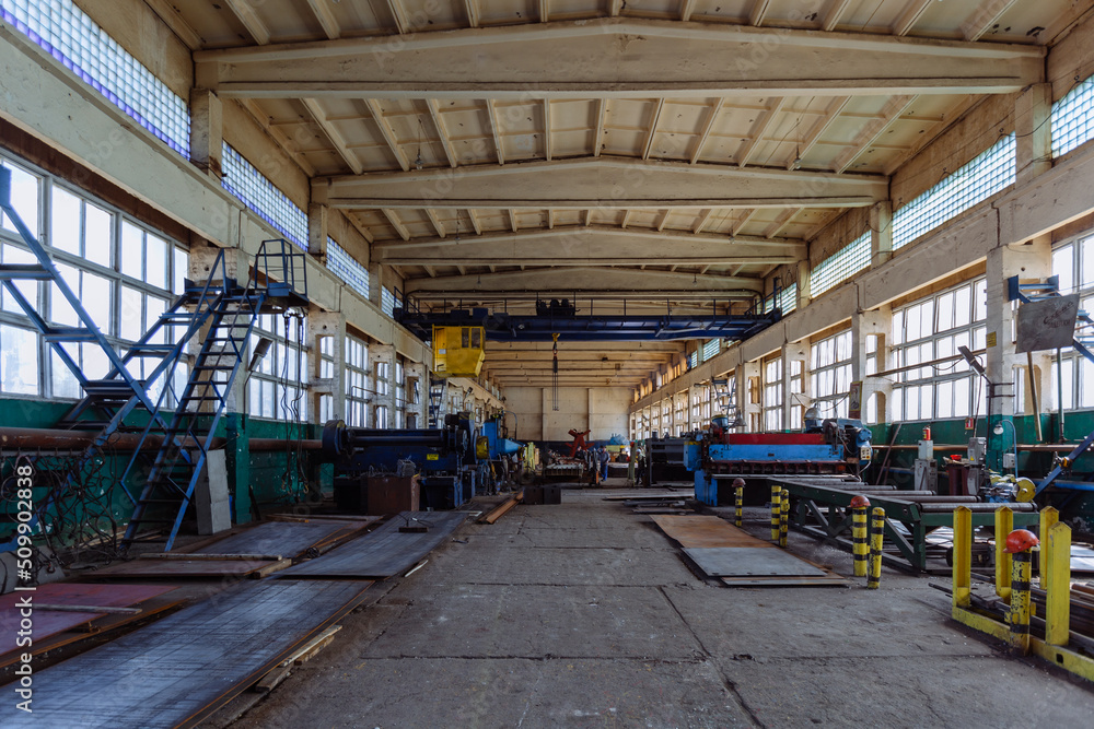 Metalworking factory production line. Production metal parts