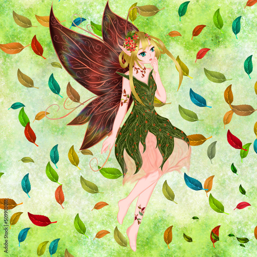spring fairy, magical and colorful