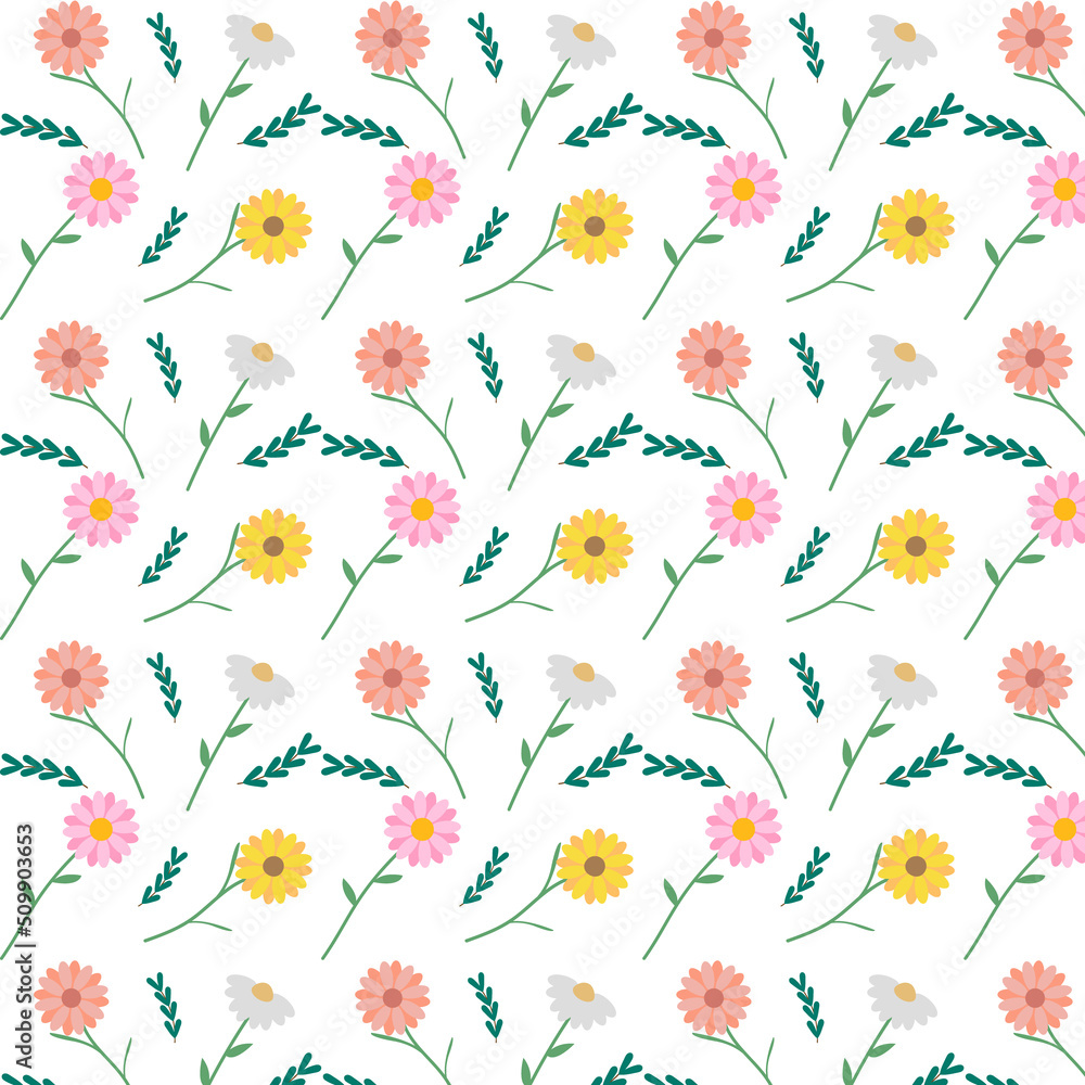 seamless pattern with flowers.  Seamless pastel pattern with flowers. pink flowers. cute small flower. Vector illustration. Fashion print for fabric, paper, wallpaper, and wrapping design.