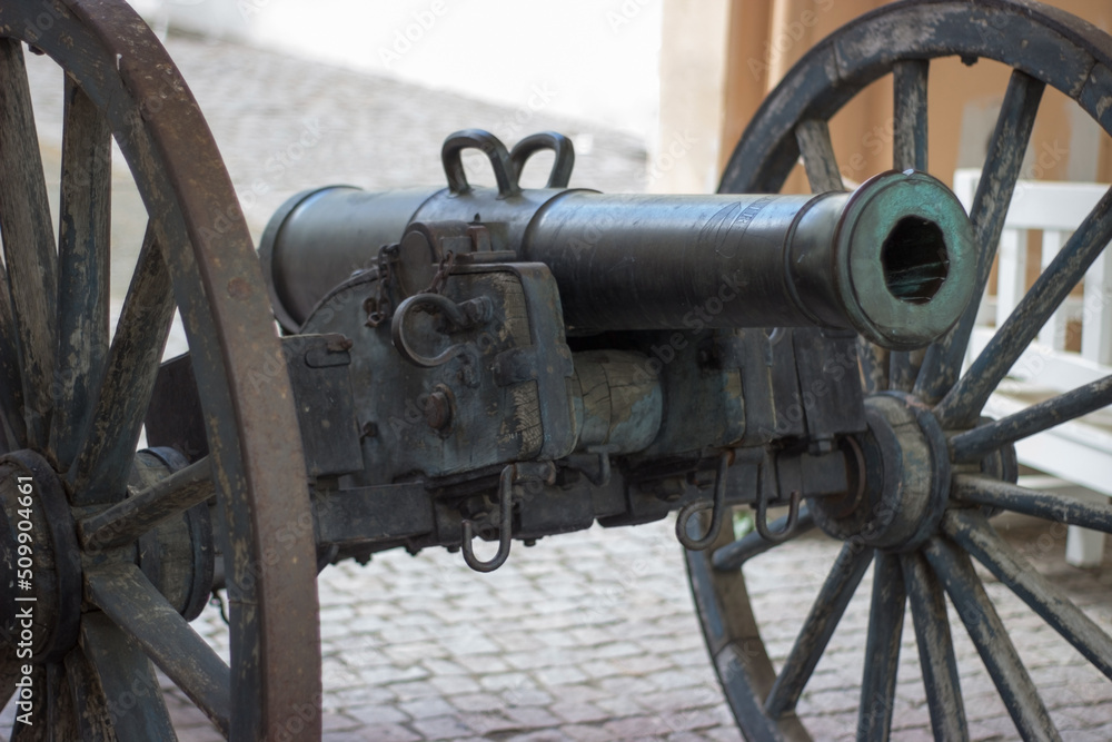Old historical cannon to defend the castle