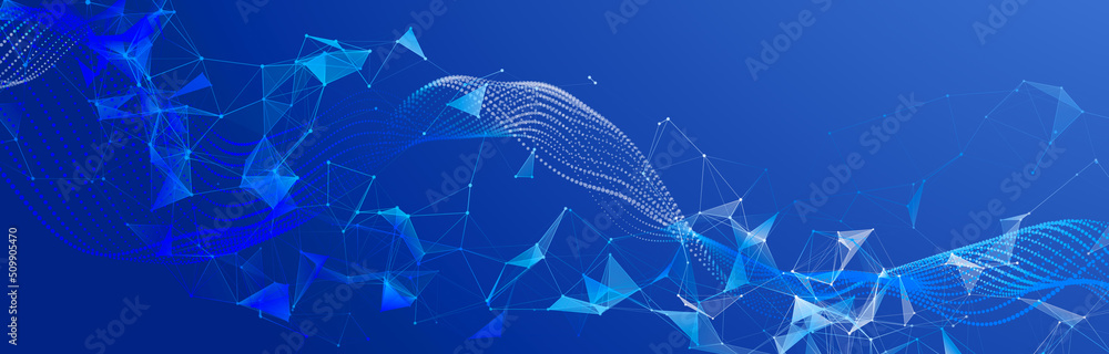 Obraz premium Beautiful illustration with connected dots and lines. Digital network background. Background for presentations. 3D