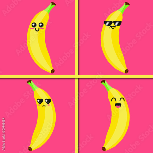 Bananen Emojis mit verschiedenen Gesichtern