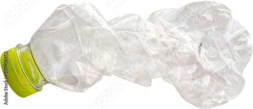 Crushed plastic bottle isolated