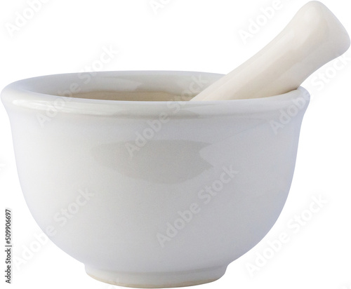Fotografiet white mortar and pestle isolated