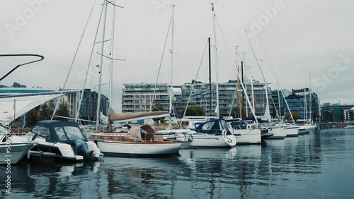 Oslo, Norway. Moored Boats And Yachts At Aker Brygge District. photo