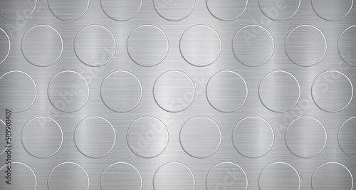 Abstract metallic background in gray colors with highlights and a texture of big voluminous convex circles
