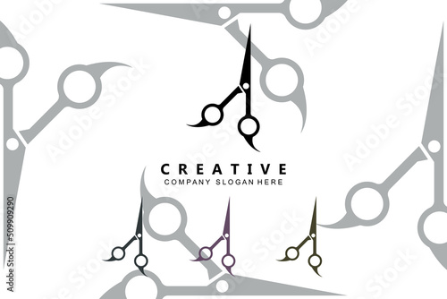 Barber tool scissors logo icon background symbol